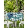 thumbnail image 3 of Outdoor Tablecloth with Umbrella Hole for Patio/Picnic/Party/Camping, Teal Palm Tree Summer Waterproof Table Cloth Round Cover Washable, Beach Tropical Botanical Coastal (Dia 60"), 3 of 9