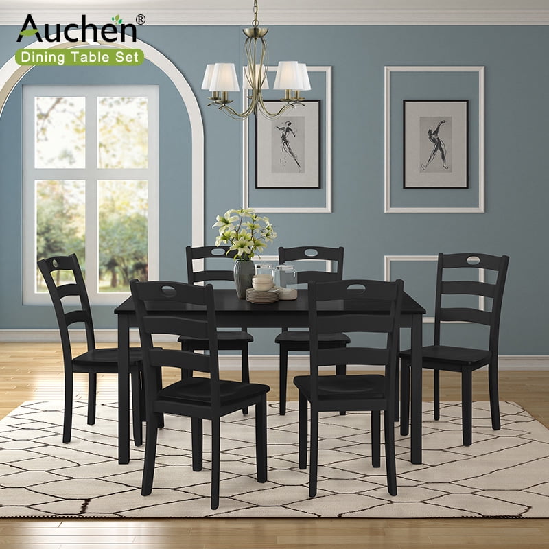 AUCHEN 7 Pieces Dining Table Set, Dining Room Set for 6 Person Kitchen