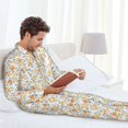 thumbnail image 6 of Fuzoiu Floral1 Print Men's Long-Sleeved Pajama,Lounge Button Down Nightwear,Mens Notch Collar Pajama Set -X-Large, 6 of 7