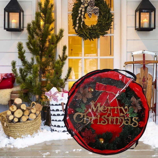 Sided Transparent 24in Christmas Wreath Christmas Ring Storage Bag PVC