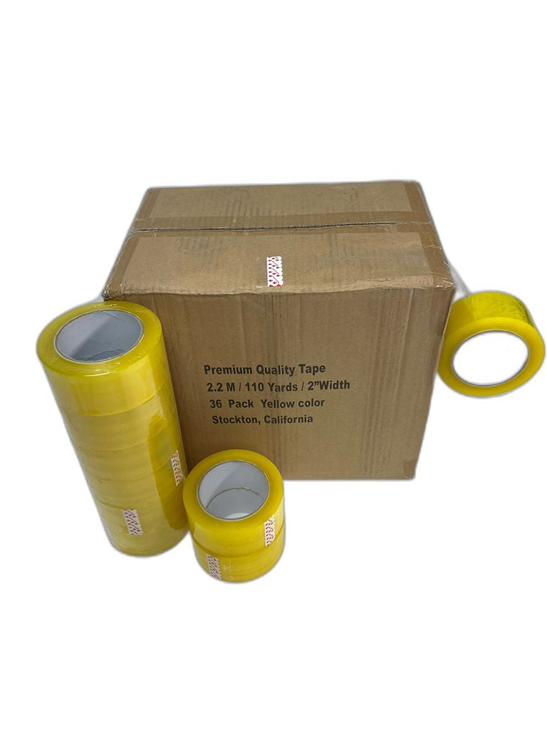 QQbed Heavy Duty Clear Sticky Carton Sealing Packing Tape | 36 Roll Box 2.2 M 2" x 110 yards
