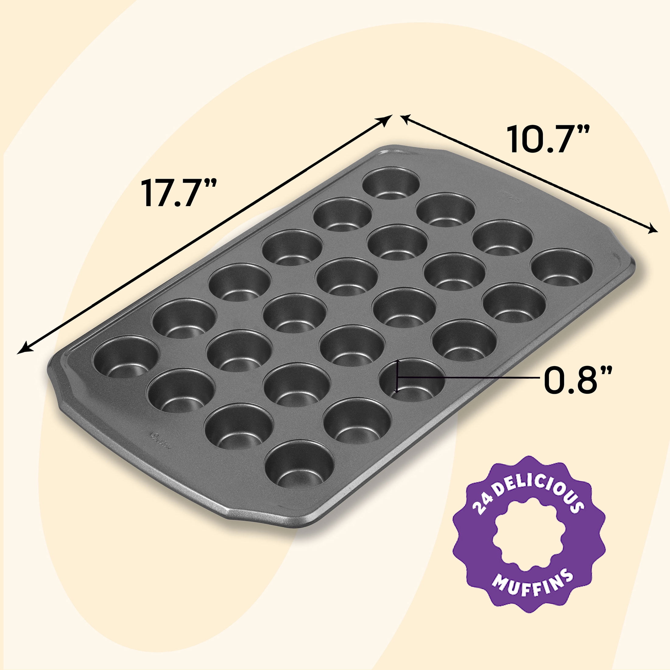 (4 pack) Wilton Premium Non-Stick 24-Cup Mini Muffin and Cupcake Pan 17.7 x 10.7 x 0.8 in