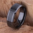 thumbnail image 4 of 1pc vacation style 8mm men's 304L stainless steel single ring, gun black coated carbon fiber inlay, non-rust beveled wedding ring,Black11, 4 of 9