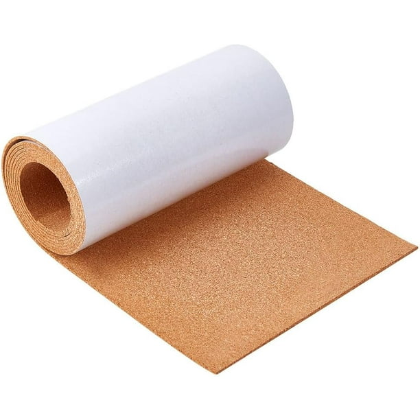 Rollo de corcho natural adhesivo, láminas aislantes de corcho con reverso adhesivo, 200 x 20 cm, 2 mm de grosor, para posavasos, decoración de paredes, fiestas, manualidades y más.