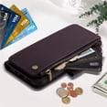 thumbnail image 4 of PU Leather Wallet Case for Motorola Moto G Play 2025 6.8",9-Card Holder, Zipper Bills Slot, Magnetic Shoulder Strap & Wristlet Cover,Dark Purple,For Moto G Play 2025, 4 of 9