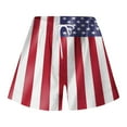 thumbnail image 4 of XIAfhje Shorts For Women Flag Print Casual Loose Independence Day Shorts Stretch High Waist With Drawstring Short Pants Wide Leg Shorts Vacation Trendy Shorts With Pockets, 4 of 4