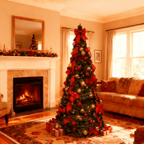 LEJHVAQK 6FT Pre-Lit Party Pop-Up Artificial Christmas Tree, Warm White LED Lights