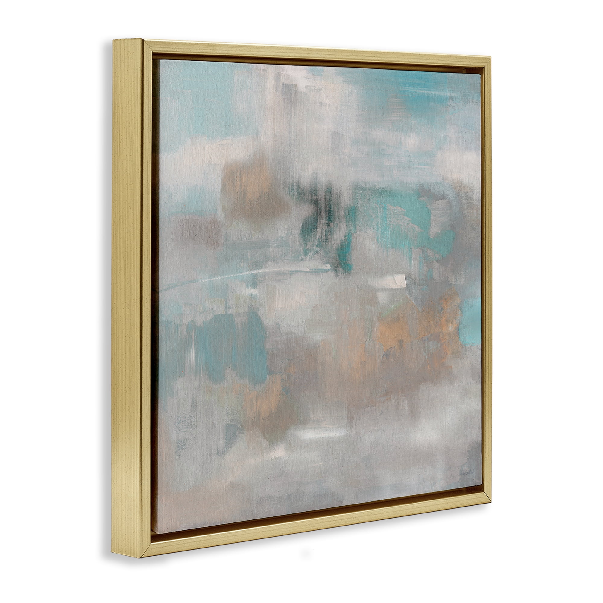 Stupell Industries Serene Soft Abstract Study Gold Framed Floater Canvas Wall Art, design by Sally Swatland