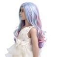 thumbnail image 2 of RightOn 27'' Rainbow Wig Long Curly Wig Colorful Wig Multi-Color Wig with Wefted Wig Cap, 2 of 6