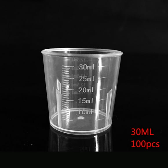 100pcs 30ml Plastic Transparent Measuring Cup 30ml plastic measuring 30ml measuring cup with Scales for Laboratory Kitchen