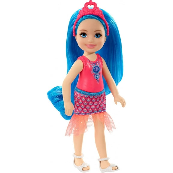 Barbie Dreamtopia Chelsea Sprite Doll, 7-Inch, With Blue Hair Wearing Fashion And Accessories