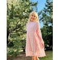 thumbnail image 5 of Oudiya Girls Swiss Dot Dresses Flared Sleeve Ruffle Collar Casual Party Dresses for Kids 5-13Y, 5 of 7