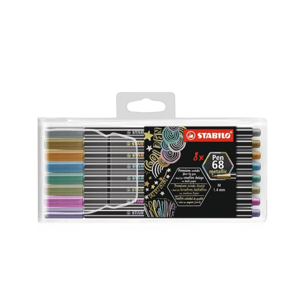 8 Rotuladores Stabilo Pen 68 Metalicos Marcador Escolar