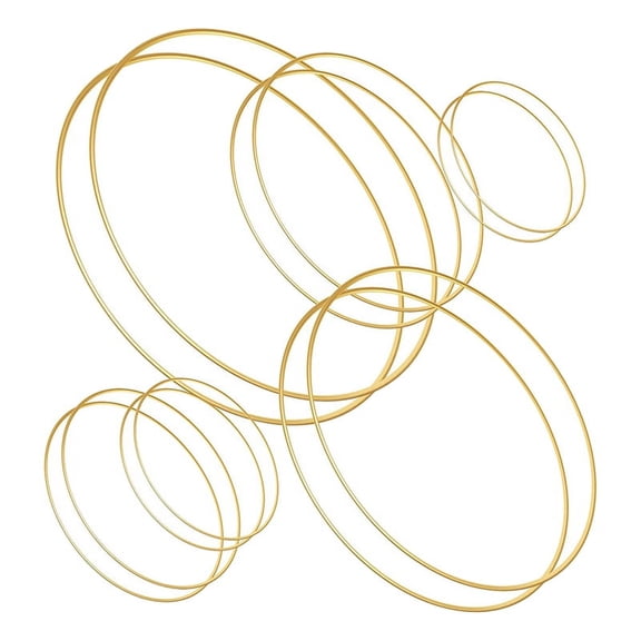 12 Pcs ​6 Sizes Gold Catcher Metal Rings Floral Hoops Wreath