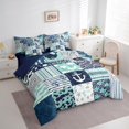 thumbnail image 3 of Feelyou Kawaii Whale Starfish Bedding Comforter Set 7 Pieces for Kids, Cartoon Nautical Anchor Full Bedding Set, Green Plaid Buffalo Reversible Fitted Sheet Flat Sheet, Luxury Bedroom Decor, 3 of 8