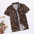 thumbnail image 5 of TIHLMK Mens Tshirts Men's Summer Fashion Casual Lapel Leopard Short Sleeve Shirt Top Blouse, 5 of 8