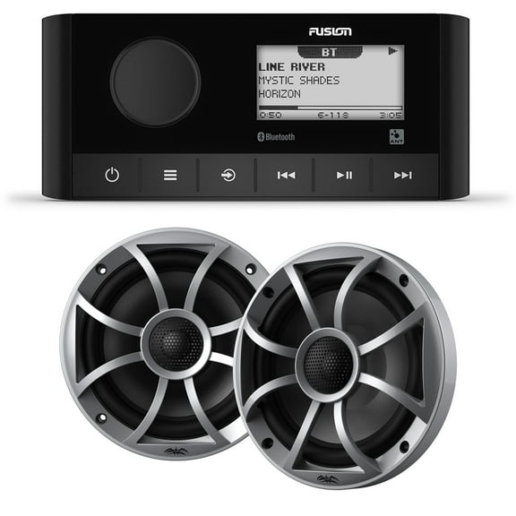 Fusion MS-RA60 Marine Stereo With 1 Pair of Wet Sounds RECON6-S 6.5" Silver Grill Marine Speakers