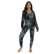 #followme Tie Dye 2 Piece Jogger Thermal Pajama Set for Women 6862-10575-XXL (Tie Dye Black, Large)