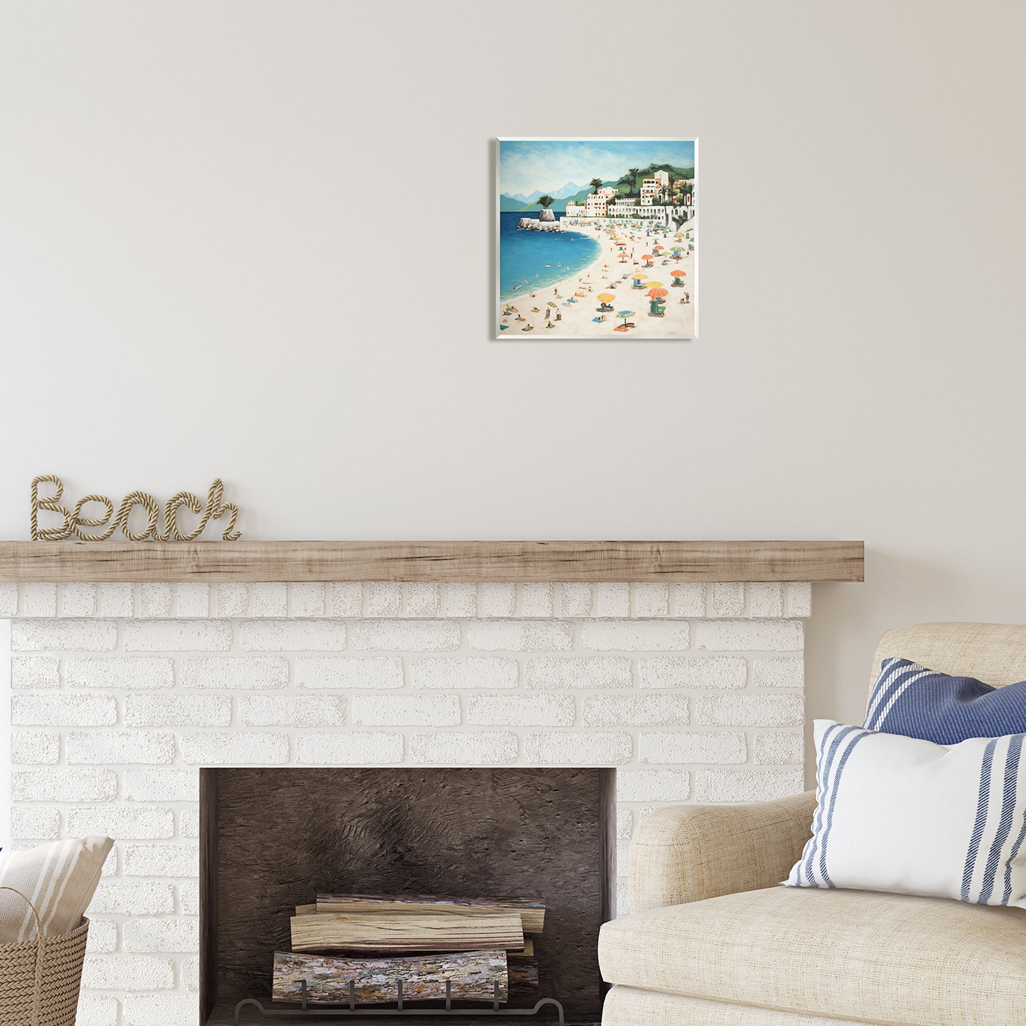 Stupell Industries Summer Beach People Landscape Painting Unframed Art Print Wall Art, 12 x 12