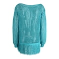 thumbnail image 6 of Womens Crochet Beach Cover-Up Dress Long Sleeve Hollow-Out Bikini Smock with Fringe, Lightweight Knit Swimsuit Coverup for Sunscreen & Home, 6 of 9