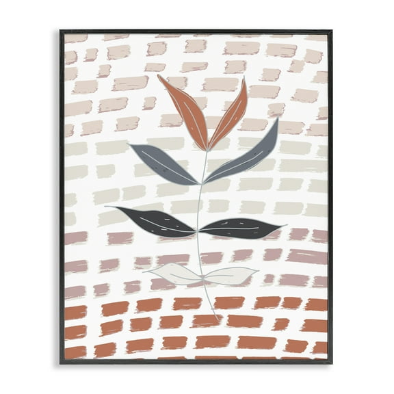 Stupell Industries Abstract Leaf on Pattern Plants & Flowers Painting Black Framed Art Print Wall Art, 11 x 14
