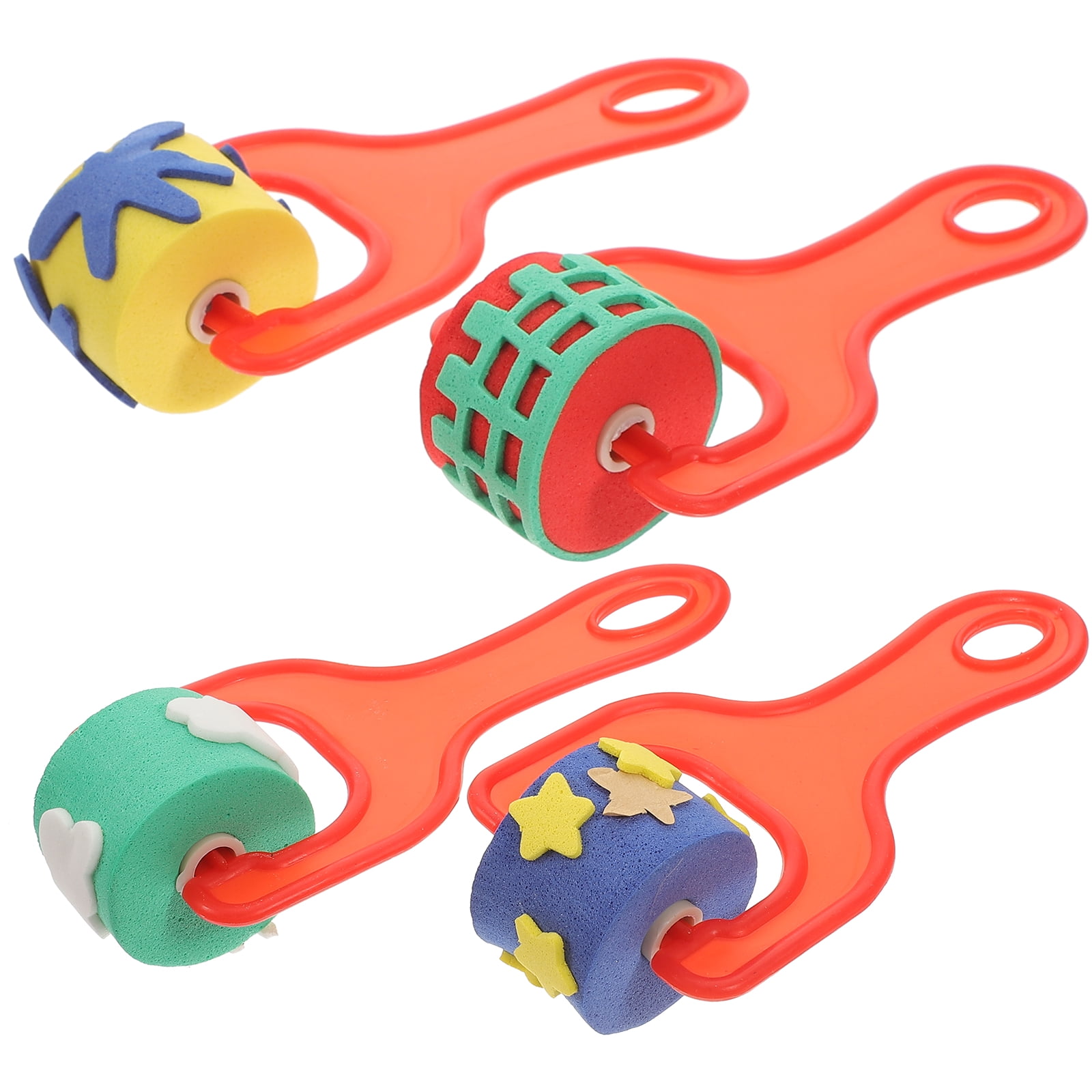 HOMEMAXS 4Pcs Sponge Rollers DIY Painting Sponge Stampers Kids Drawing