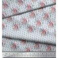 thumbnail image 2 of Soimoi Blue Cotton Duck Fabric Square & Rose Floral Printed Craft Fabric by the Yard 44 Inch Wide, 2 of 3