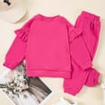 thumbnail image 3 of Kiijoy Toddler Girls Outfits Cotton Solid Ruffle Sweatshirt Sweatpants Set, Sizes 3-4T, 3 of 3