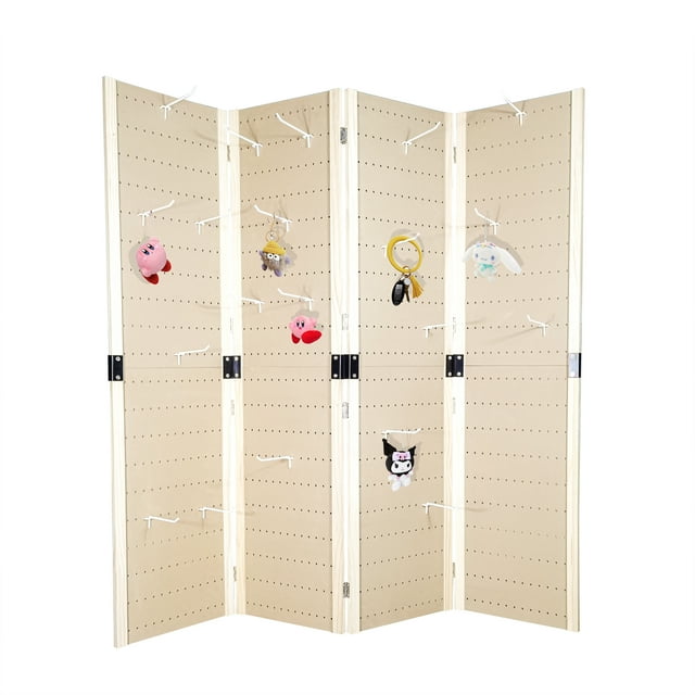 FixtureDisplays® 4 Panels 5 FT PegBoard Room Divider Folding Privacy Screen 10144