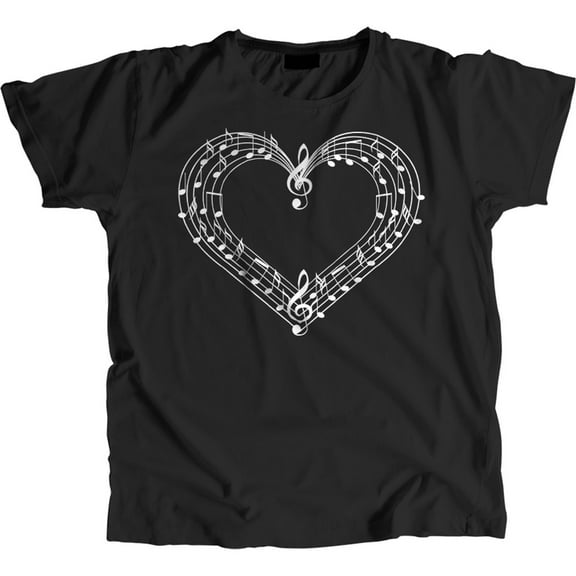 Mighty Circus Musical Heart Love Singers T-Shirt 100% Cotton Premium Tee NEW - Black, Medium