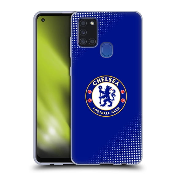 Head Case Designs Officially Licensed Chelsea Football Club Crest Halftone Soft Gel Case Compatible with Samsung Galaxy A21s (2020)