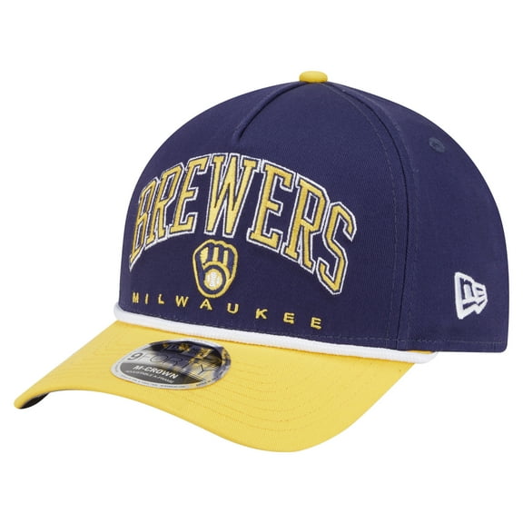 Men's New Era Navy/Gold Milwaukee Brewers Arch 9FORTY A-Frame M-Crown Adjustable Hat