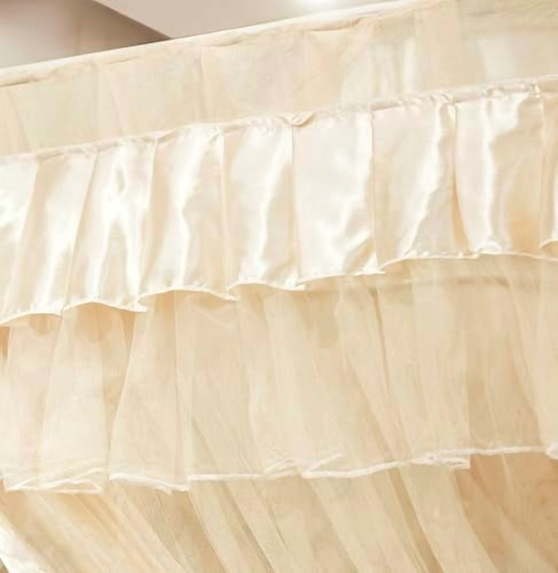 Canopy Bed Curtains Twin Sizes,Bed Canopy for Girls Royal Luxurious Cozy Bed Drapes Girls Room Decor(Ivory,Twin)