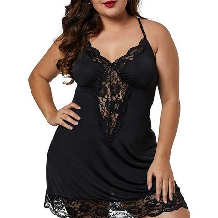 

Newonne Women s Plus Size Sleeveless See Through Lace Spaghetti Strap Nightgown Pajamas