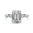 thumbnail image 2 of Solitaire Engagement Rings For Women | Center 8.5x6.5mm Emerald Cut Lab Created Moissanite Promise Rings in 14K Solid White Gold Gift for Her, Ring Size 6.5, 2 of 6