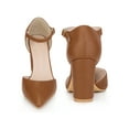 thumbnail image 5 of BLISSFUL STEP Ankle Strap Pointy Toe Chunky Heel Pumps for Women Brown 9, 5 of 6