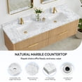 thumbnail image 6 of Zevio 72"W x 22"D Natural Marble Vanity Top in Carrara White with Ceramic Sink, 6 of 12