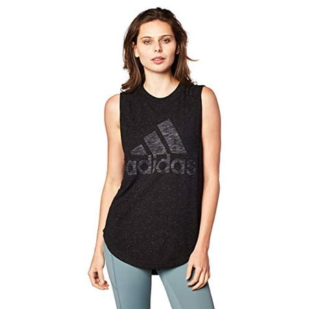 adidas Women's Athletics Graphic Drop Hem Muscle Tee, Black, 2XS