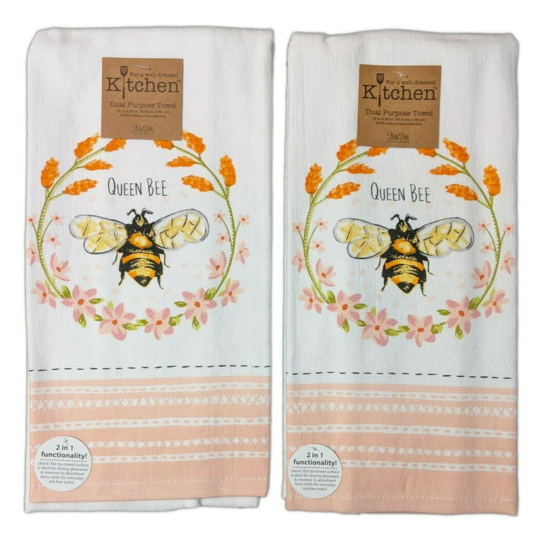 Set of 2 Bee Inspired Queen Bee Terry Kitchen Towels by Kay Dee Designs, Size: 2 in