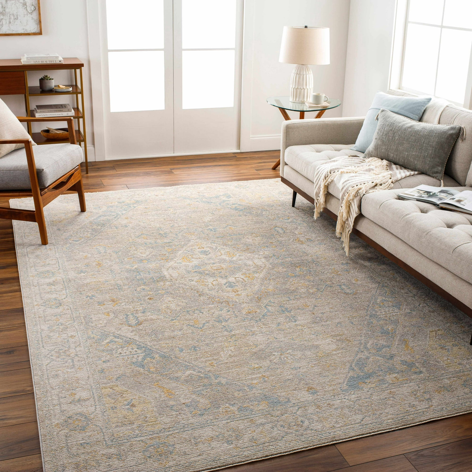 Hauteloom Leya Living Room, Bedroom Area Rug - Gray - 6'7"-Round