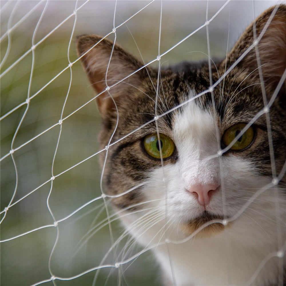 Cat Balcony Net – Transparent Nylon Safety Screen for Balconies, Apartment-Friendly Garden/Deck Netting; Weather-Resistant, Cut-to-Fit; Install Kit Included;（White）（ 10 * 20 ft）