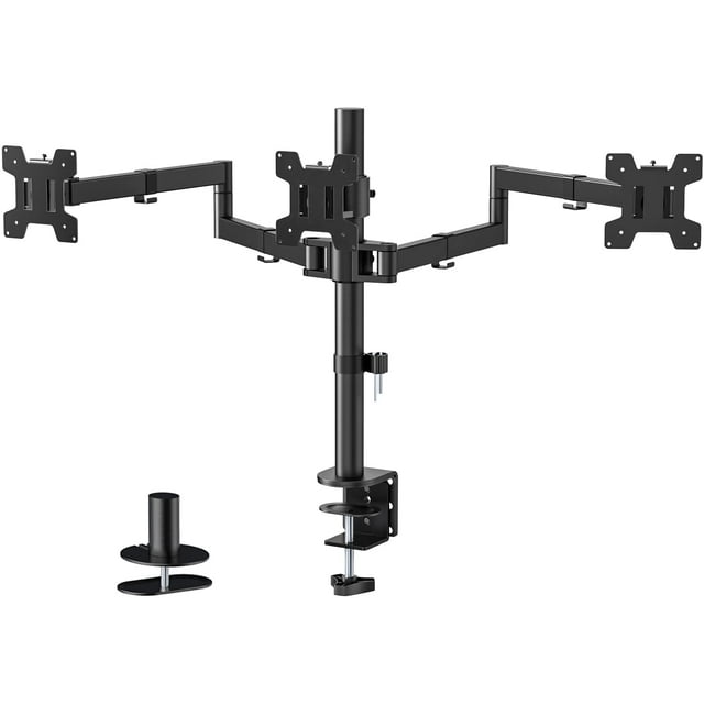 Soporte triple para monitor WALI M003S para pantallas de 13 a 27 pulgadas, negro