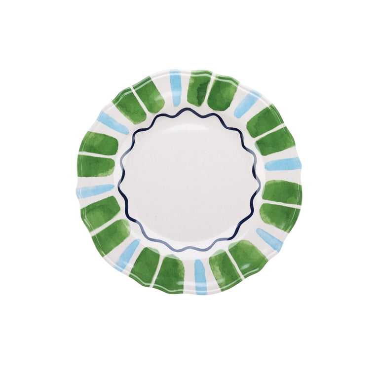 Beautiful 4-Piece 11-Inch Bamboo Melamine Dinner Plate Set, Multi
