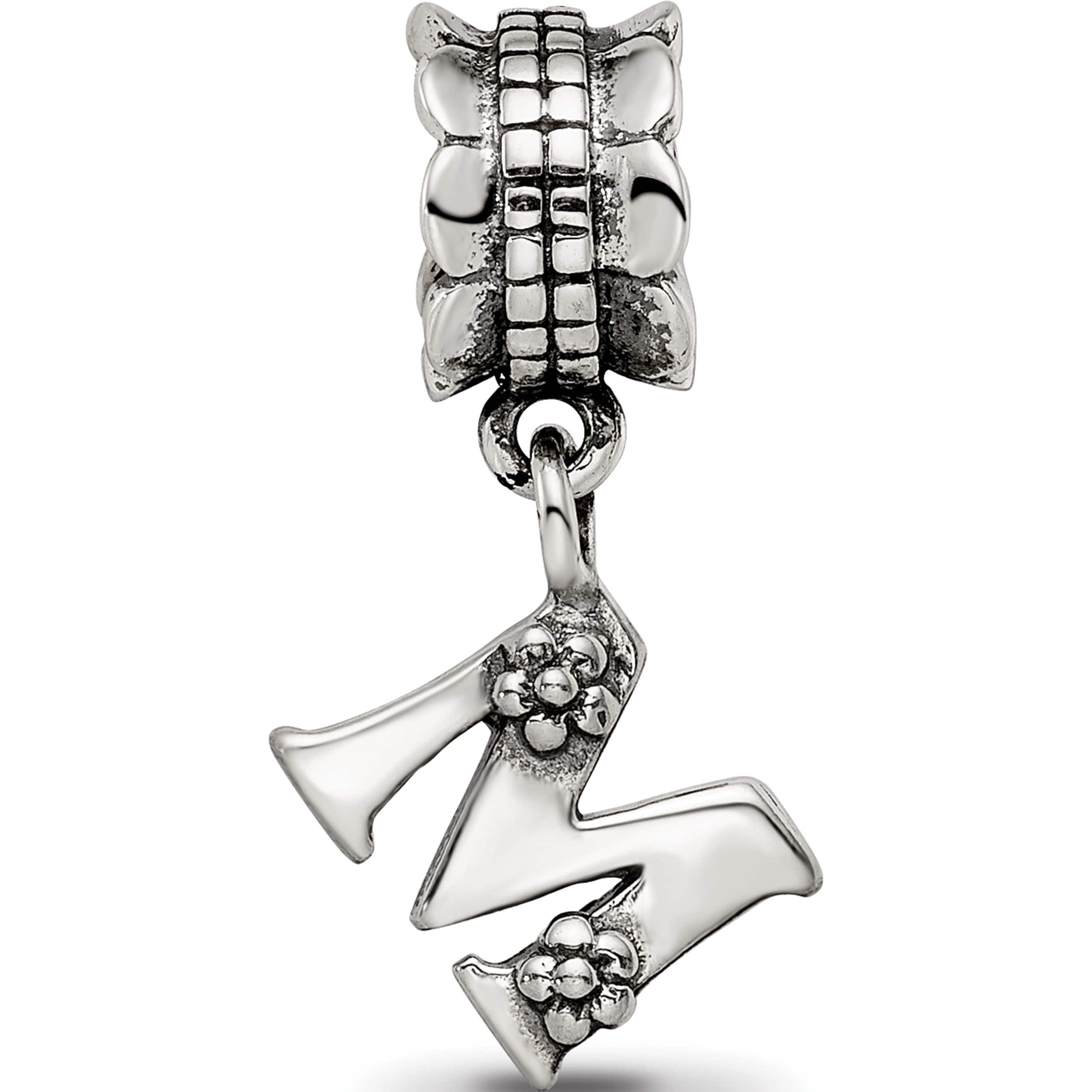 Sterling Silver Reflections Letter M Dangle Bead (19.09 X 8.18) Made In Thailand qrs1400m