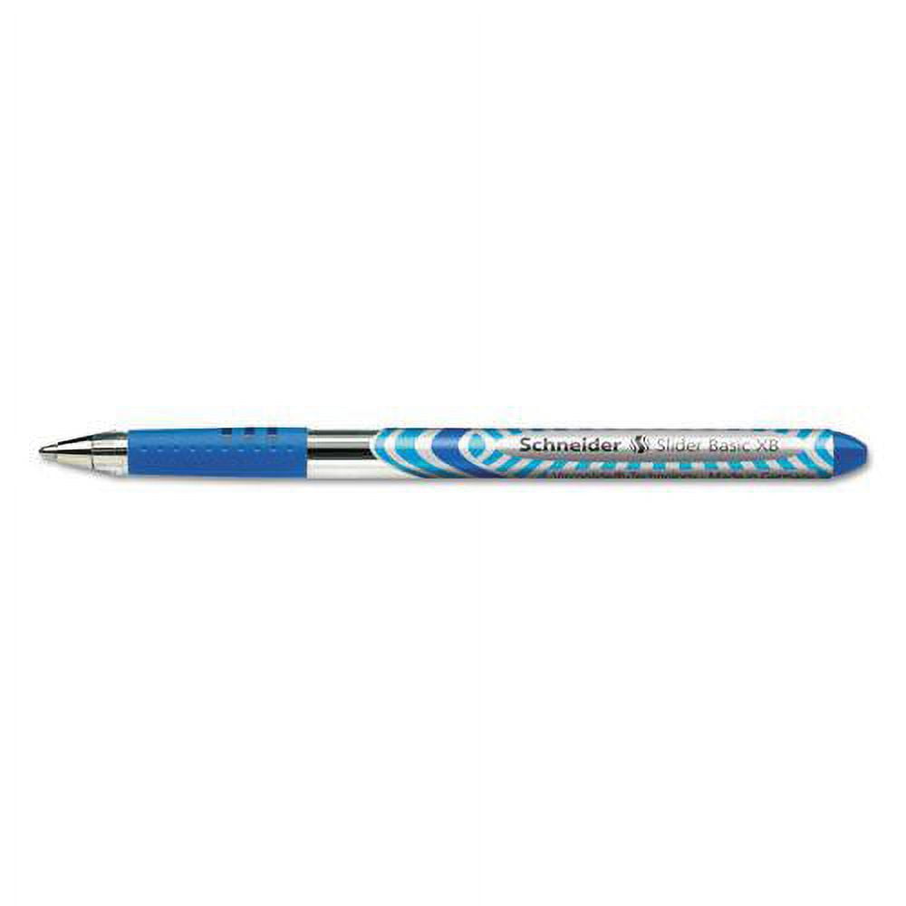 Stride RED151203 1.4mm Schneider Slider Stick Ballpoint Pen, Blue & Silver Barrel - Pack of 10
