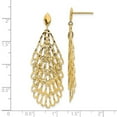 thumbnail image 2 of 14k Gold Polished and Textured Post Long Drop Dangle Earrings 51.4x18.05mm Wide Dangle Earring for Women, 2 of 2