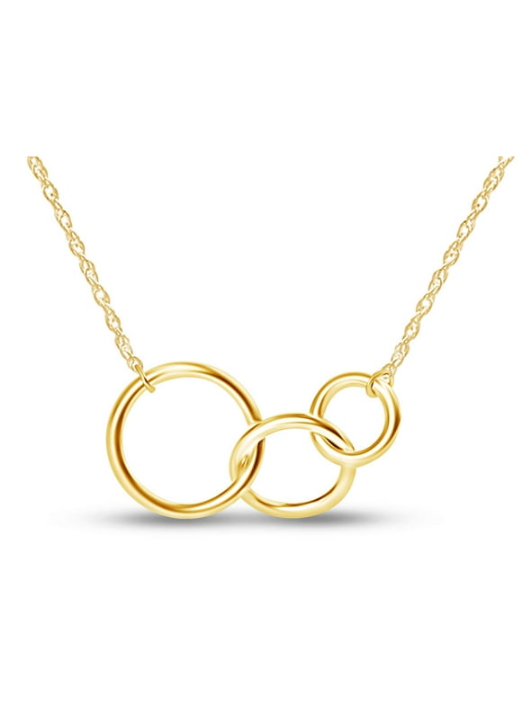 Interlocking Three Infinity Circle Pendant Necklace in 10k Yellow Gold jewelry for Women