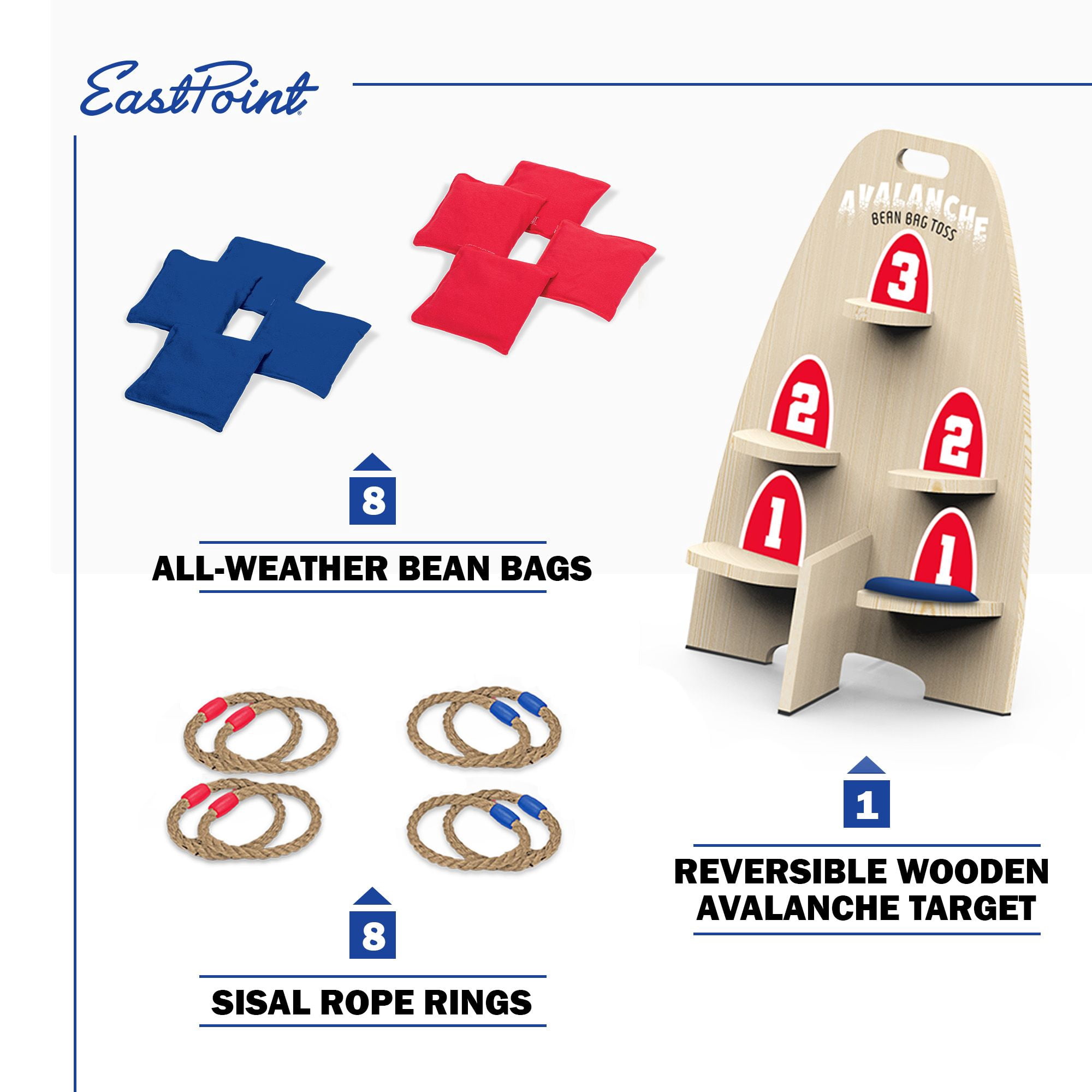 EastPoint Sports 2-in-1 Avalanche Toss and Ring Toss Game Wooden Outdoor