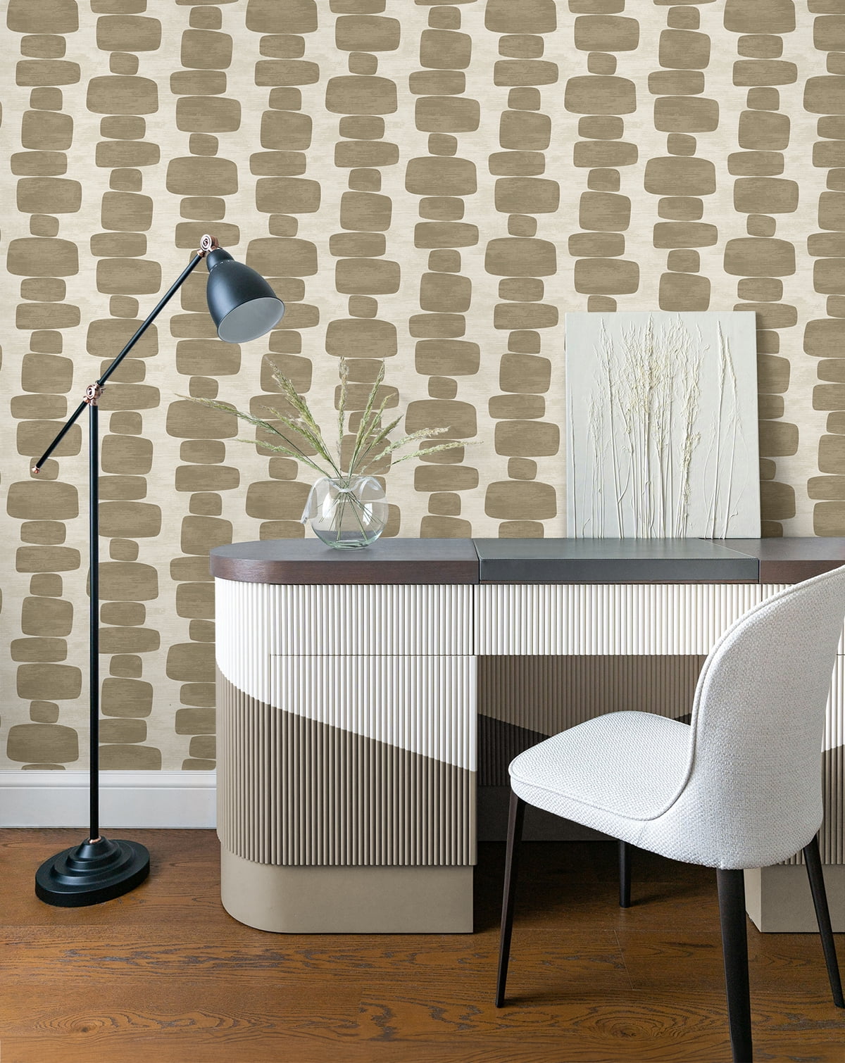 Stacy Garcia Home Tan Stripe Block Geometric Peel and Stick Wallpaper - 20.5 in. W. x 18 ft. L. Roll