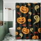 thumbnail image 4 of Juegos de cortinas de ducha para baño, 72 x 72 pulgadas, diseño de hojas verdes otoñales, cortina de ducha de poliéster con rejilla, decoración de baño de temporada festiva con 12 ganchos, 4 of 5